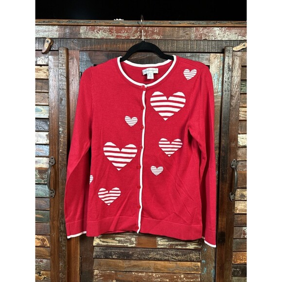 Christopher & Banks Valentines Cardigan Hearts Love Cute Women’s Size Small - Picture 1 of 9